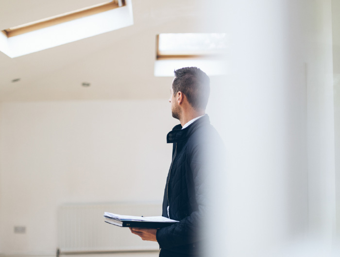 Rental manager carrying out property checks